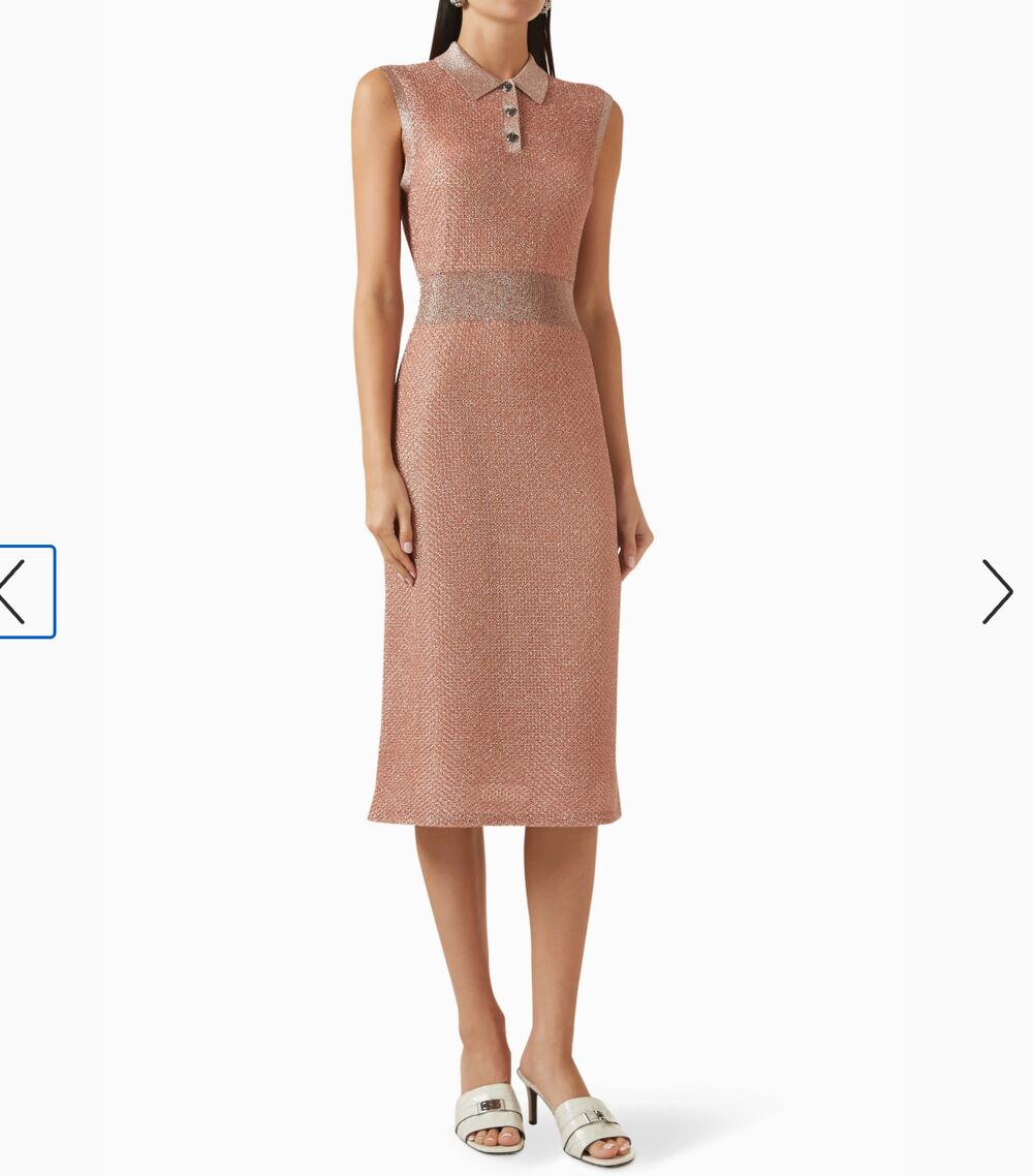 Tory Burch  polo metallic mesh midi dress - pink Size XXS